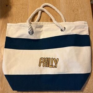 Navy and White Striped Tote Bag